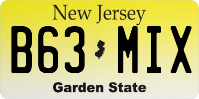 NJ license plate B63MIX