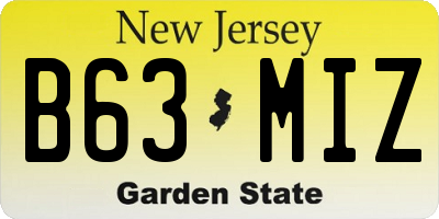 NJ license plate B63MIZ