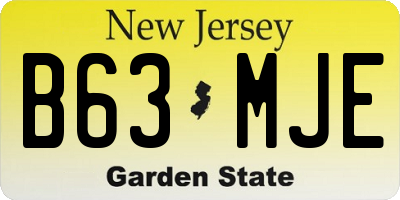 NJ license plate B63MJE