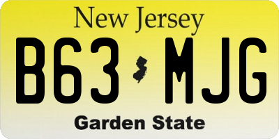 NJ license plate B63MJG