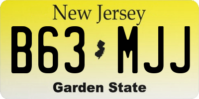 NJ license plate B63MJJ
