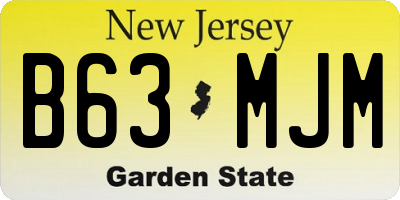 NJ license plate B63MJM