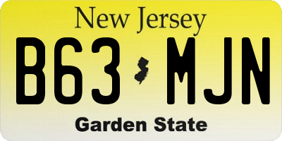 NJ license plate B63MJN