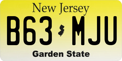 NJ license plate B63MJU