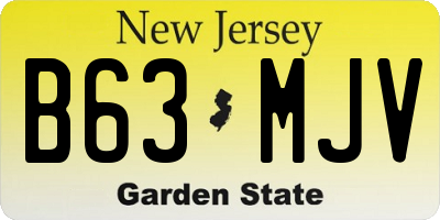 NJ license plate B63MJV