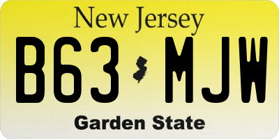NJ license plate B63MJW