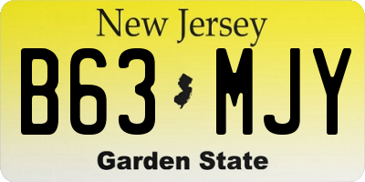 NJ license plate B63MJY