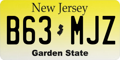 NJ license plate B63MJZ