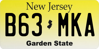 NJ license plate B63MKA