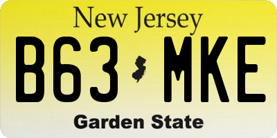 NJ license plate B63MKE