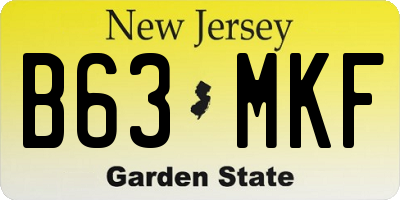 NJ license plate B63MKF