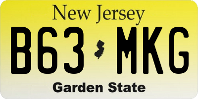NJ license plate B63MKG
