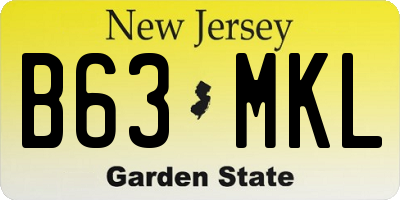 NJ license plate B63MKL