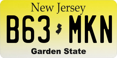 NJ license plate B63MKN