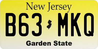 NJ license plate B63MKQ