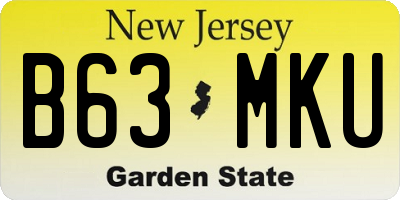 NJ license plate B63MKU