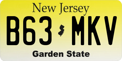 NJ license plate B63MKV