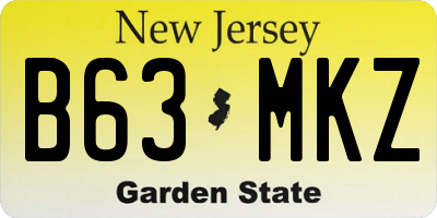 NJ license plate B63MKZ