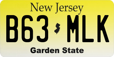 NJ license plate B63MLK