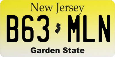 NJ license plate B63MLN