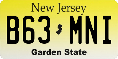 NJ license plate B63MNI