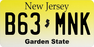 NJ license plate B63MNK