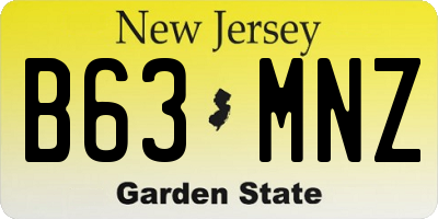 NJ license plate B63MNZ