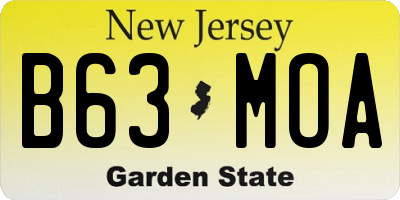 NJ license plate B63MOA