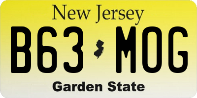 NJ license plate B63MOG