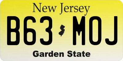 NJ license plate B63MOJ