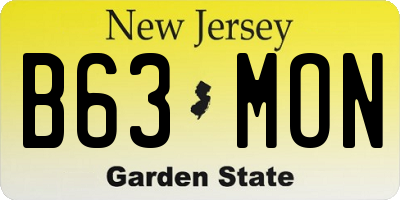 NJ license plate B63MON