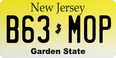NJ license plate B63MOP