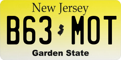 NJ license plate B63MOT
