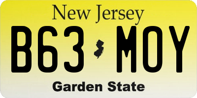 NJ license plate B63MOY