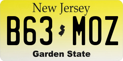 NJ license plate B63MOZ