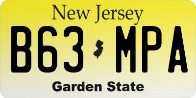 NJ license plate B63MPA
