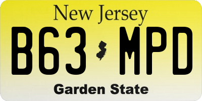 NJ license plate B63MPD