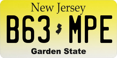 NJ license plate B63MPE