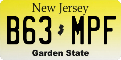 NJ license plate B63MPF