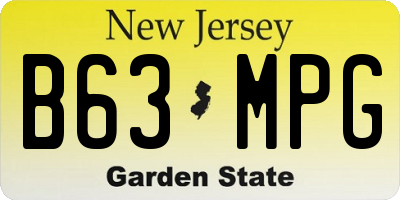 NJ license plate B63MPG