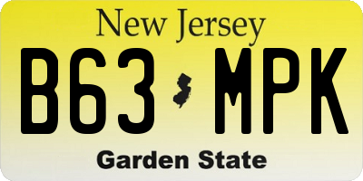 NJ license plate B63MPK