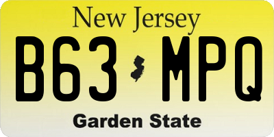 NJ license plate B63MPQ