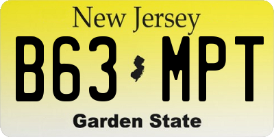 NJ license plate B63MPT