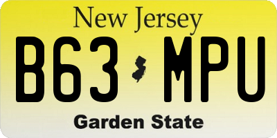 NJ license plate B63MPU