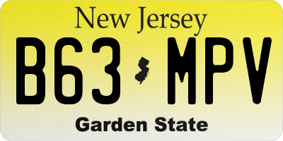NJ license plate B63MPV