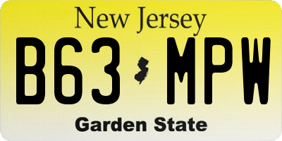 NJ license plate B63MPW