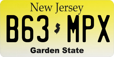 NJ license plate B63MPX