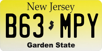 NJ license plate B63MPY