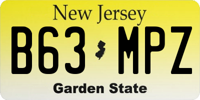 NJ license plate B63MPZ