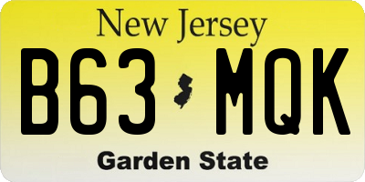 NJ license plate B63MQK